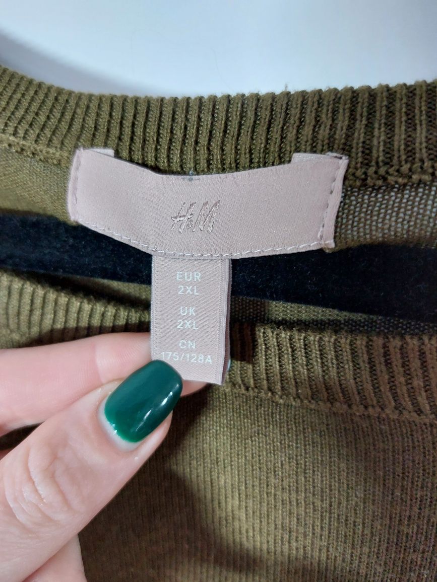 Zielony sweter XXL sweterek khaki H&M 2XL 44 sweterek bluza koszulka