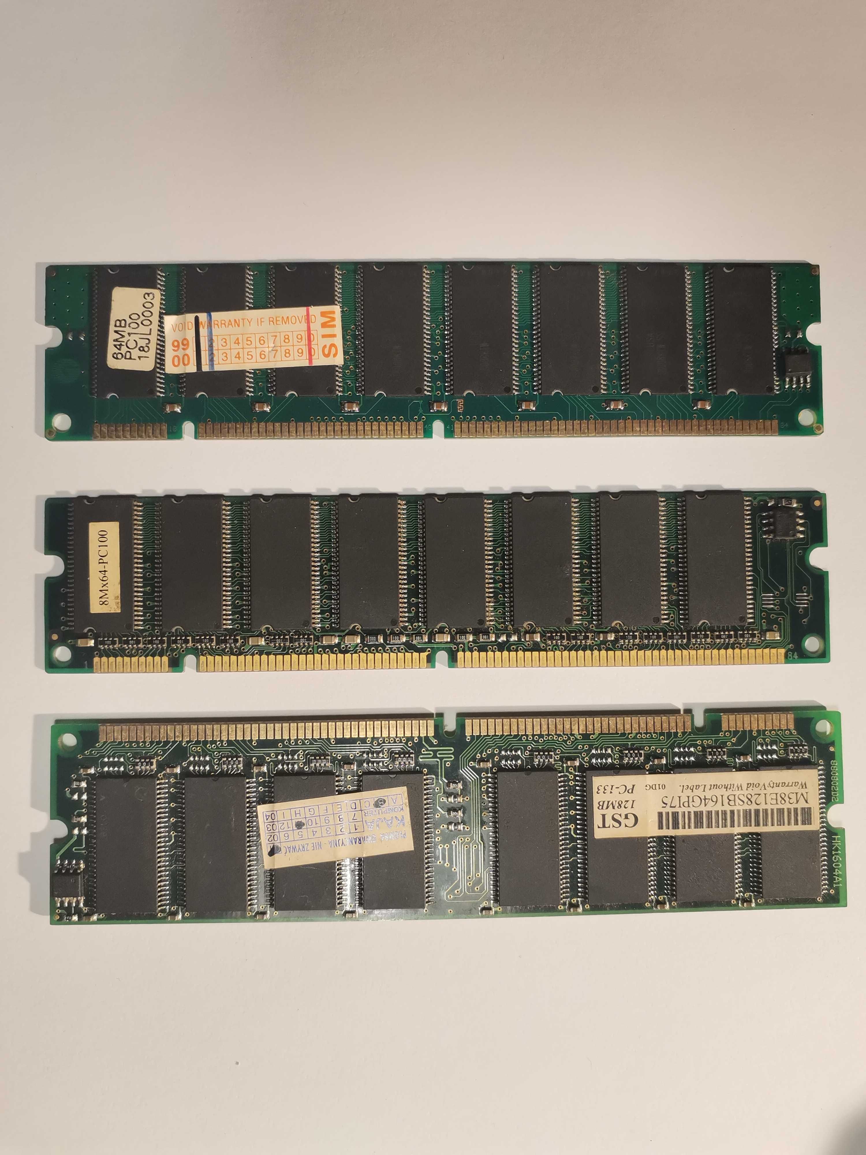 Pamięć RAM GST 128 MB PC-133,   64 MB PC100, 8Mx64  PC100