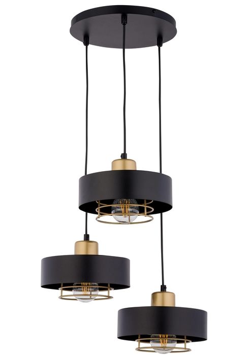 Lampa wisząca czarno złota 3 klosze
