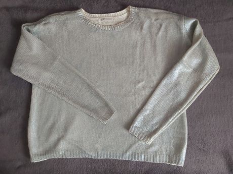 Turkusowy sweterek błyszczący h&m xs 146/152