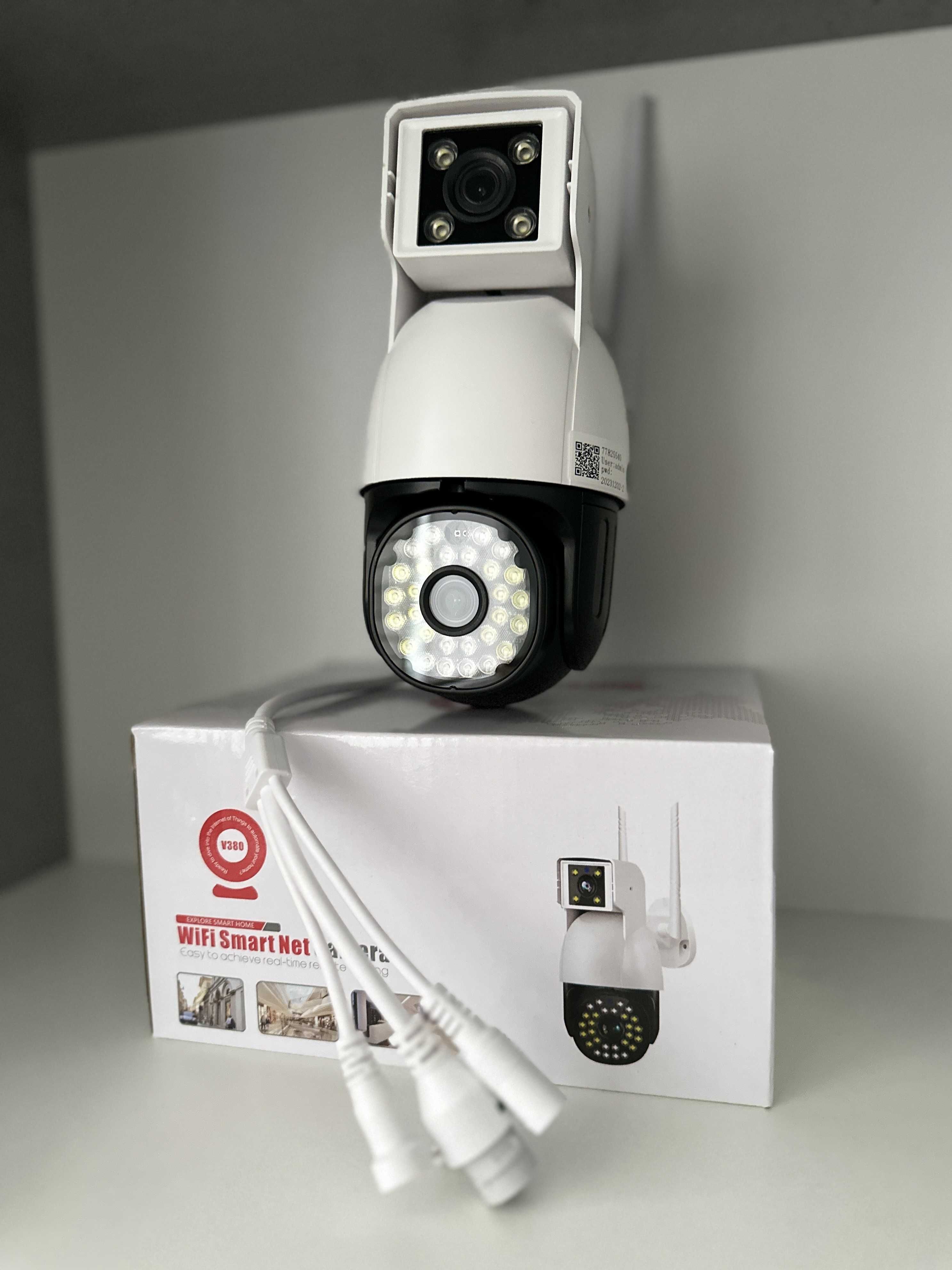 Вай фай камера охрана дома видеонаблюдение dual lens уличная wi-fi ip