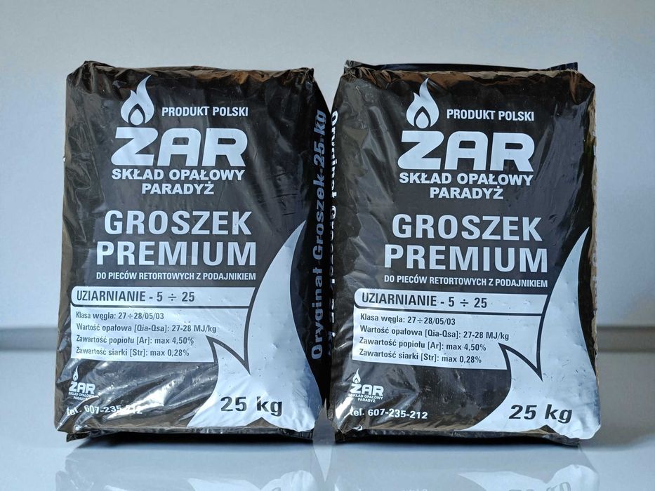 Ekogroszek Węgiel Kamienny Pakowany 25kg ŻAR Paradyż