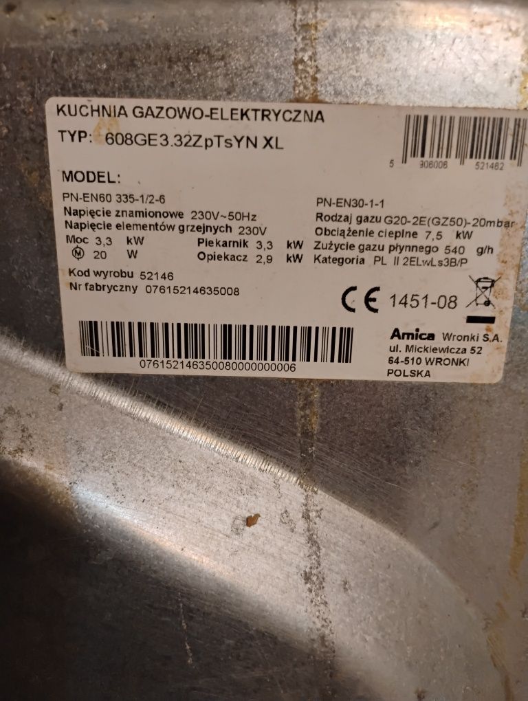 Sprzedam kuchenka gazowo-elektryczba