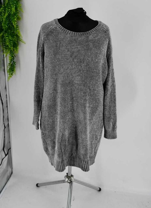 Ciepła dzianinowa sukienka Rainbow szara 48/50 nowa