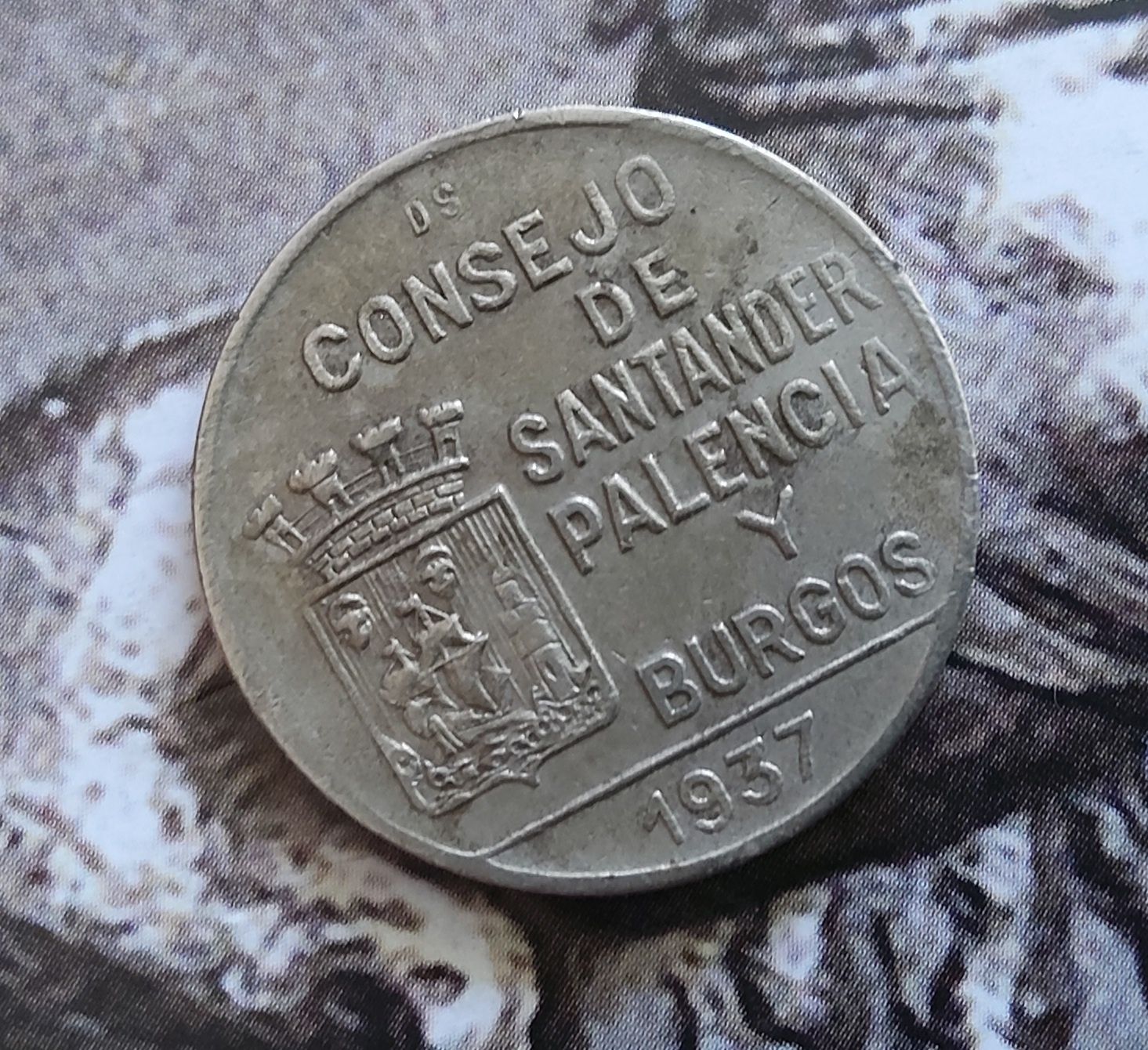 11424#Espanha una peseta 1937 (guerra civil) Santander/Palencia/Burgos