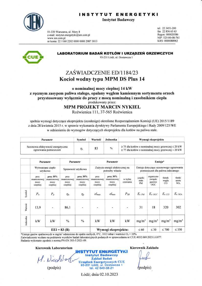 Kocioł, piec MPM DS Plus 14 kW - Ecodesign - zasyp górny