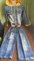 Яркий джинсовый костюм 3-4-5 лет 98-104