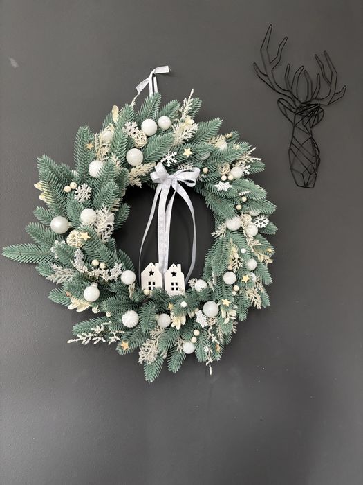 Wianek świąteczny na drzwi, wianek bożonarodzeniowy, wieniec na drzwi