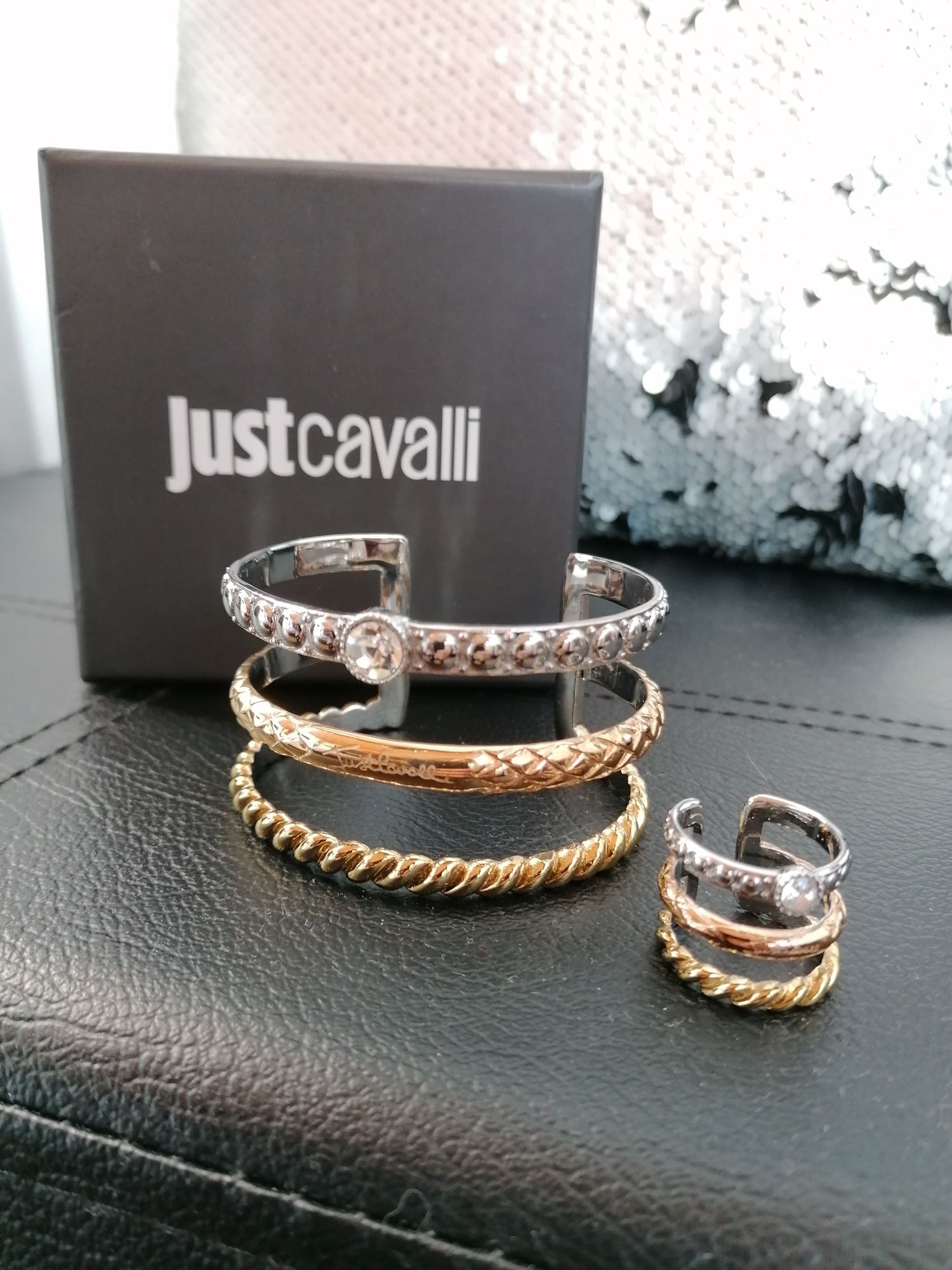 Conjunto pulseira e anel Justcavalli