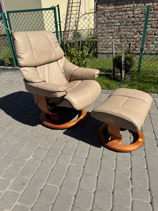 Крісло реклайнер Stressles шкіряне крісло для відпочинку (00103)