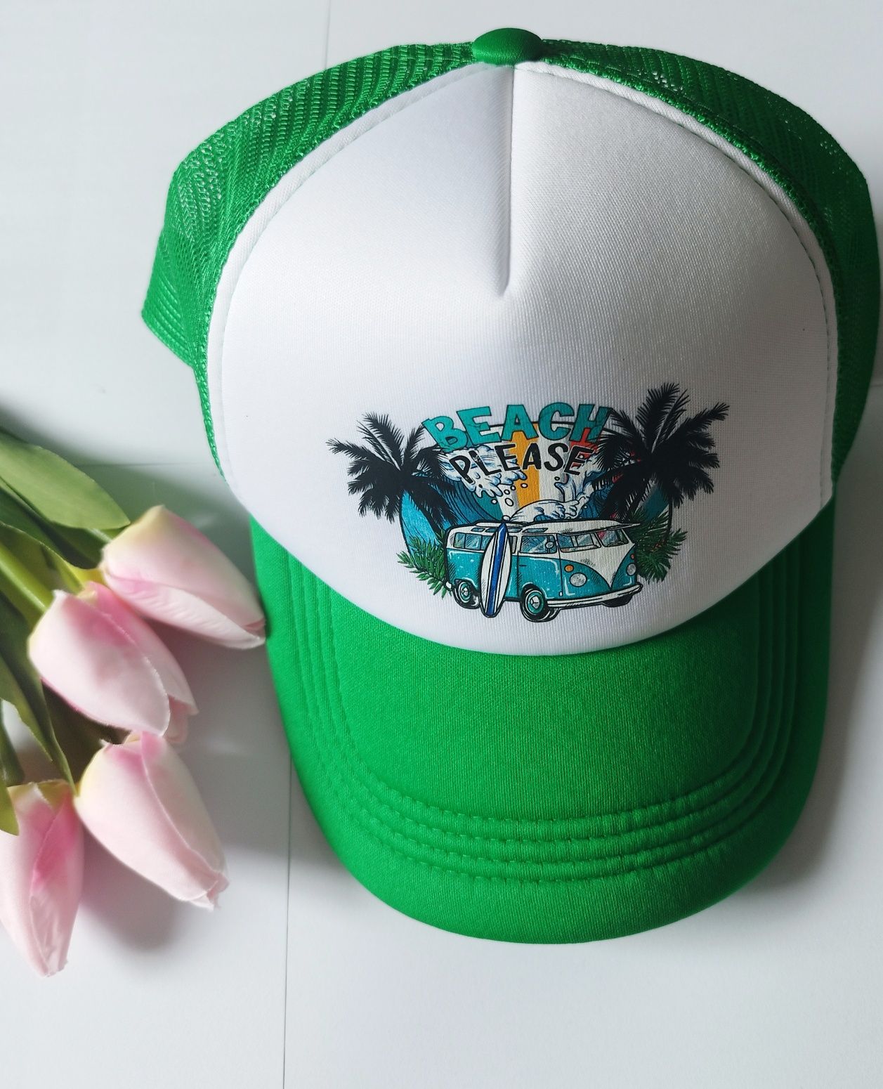Nowa męska zielona czapka z daszkiem na lato trucker truckercap