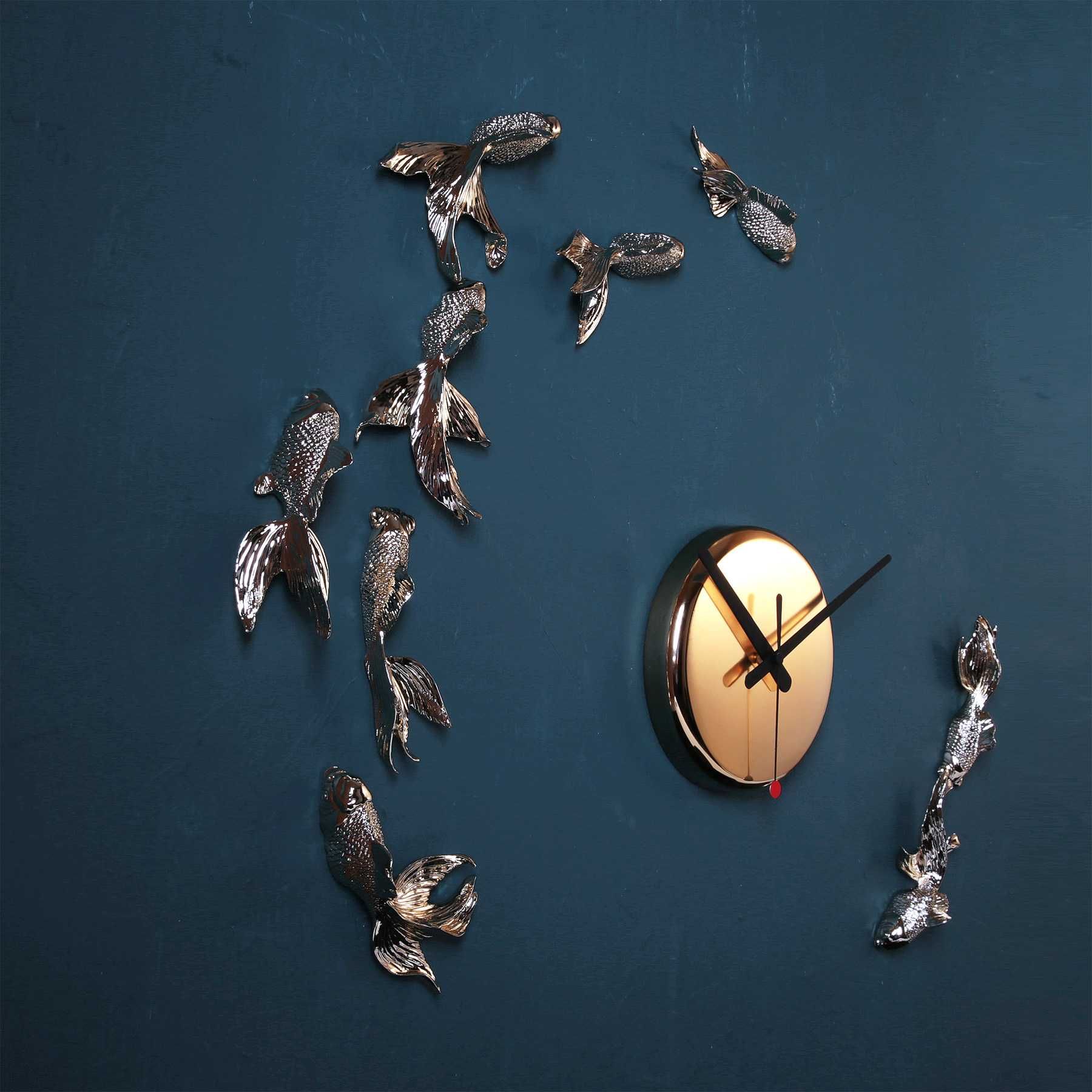 Zegar na ścianę Haoshi Goldfish X CLOCK - Gold
