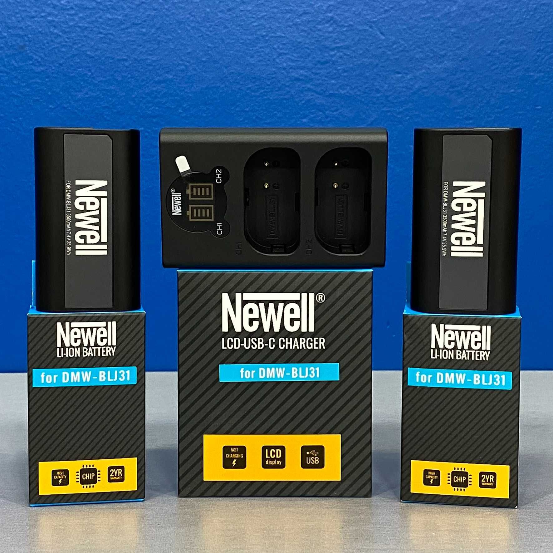 Carregador Duplo Newell + 2x Baterias Panasonic DMW-BLJ31 (NOVO)