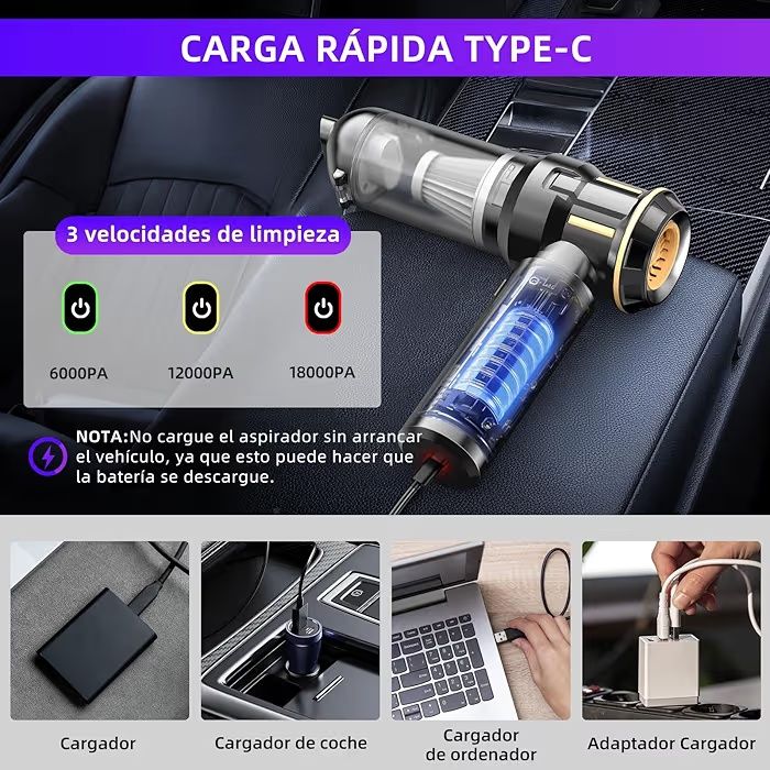 [Novo] Aspirador sem fios 18.000pa - USB C