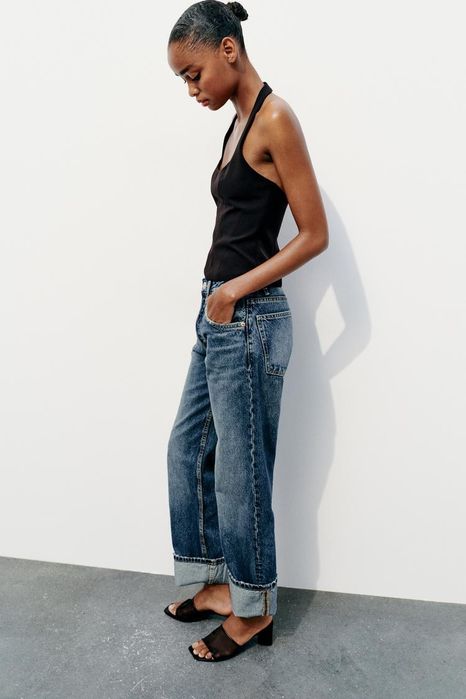 Джинси прямі , палацо чорні, молочні, сині ,сірі  Witleg 42-44 Zara