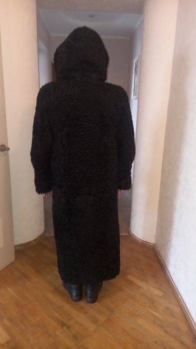 Натуральна каракулева шуба з капюшоном р.56