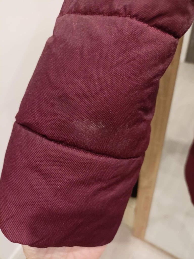 Kurtka płaszcz pikowany z kapturem burgund bordo Mohito