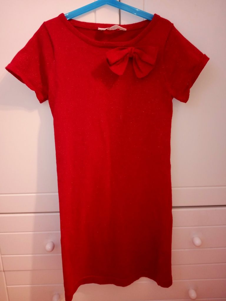 Sukienka czerwona H&M, 134/140