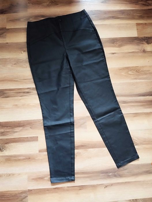 skórzane spodnie push up xl woskowane jeansy wysoki stan elastyczne