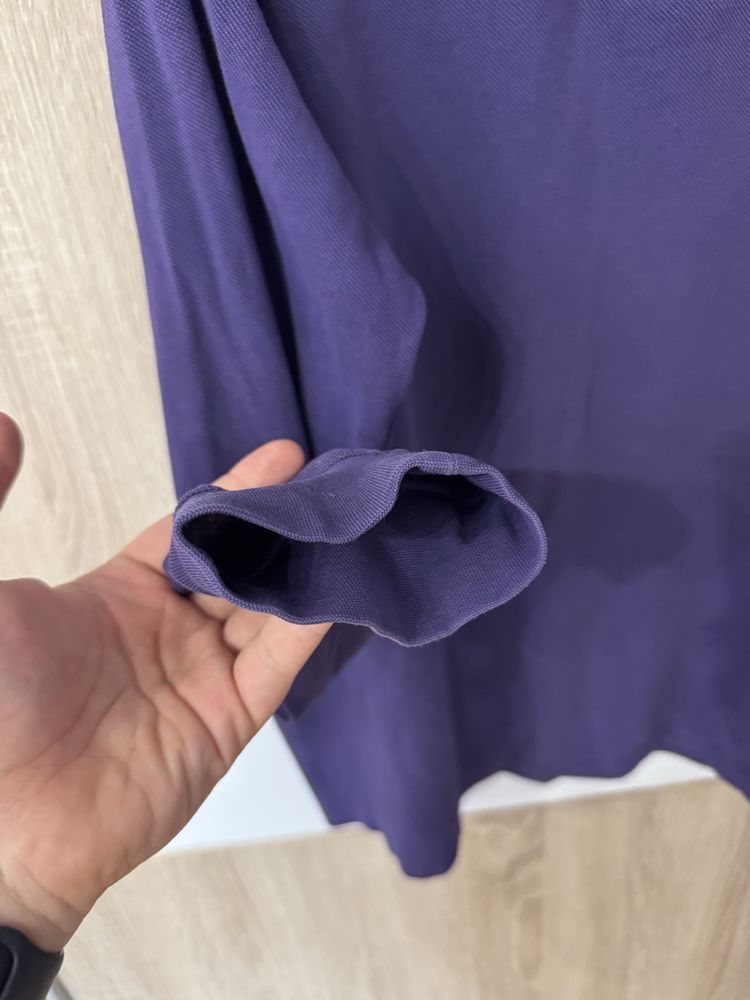 Koszulka Polo Lacoste XL fioletowa długi rękaw longsleeve plus size