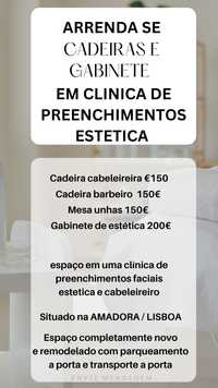 Gabinete 200€ mensal em clinica de estética e preenchimentos