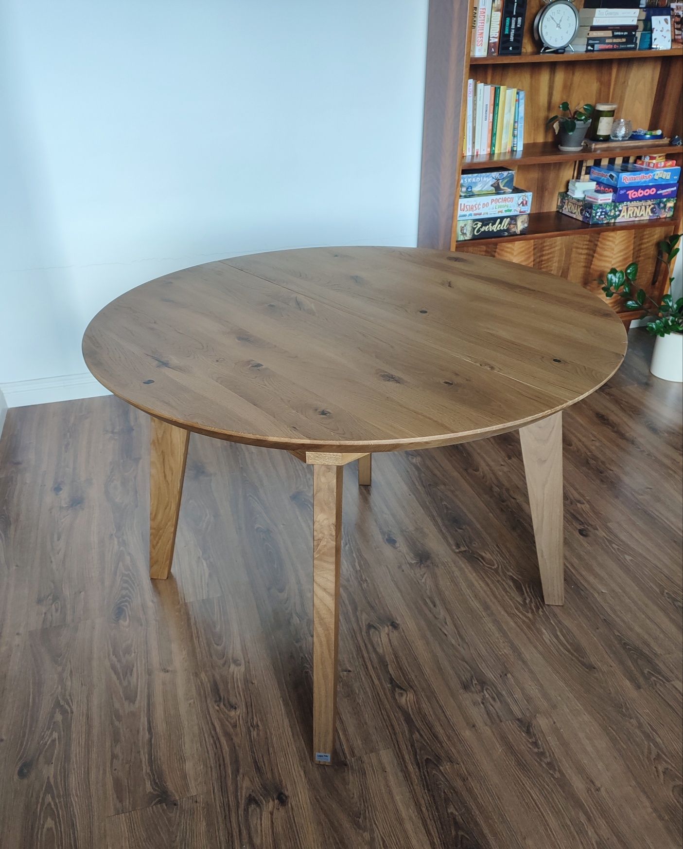 Rozkładany, okrągły stół drewniany, dębowy 110cm, Loftya