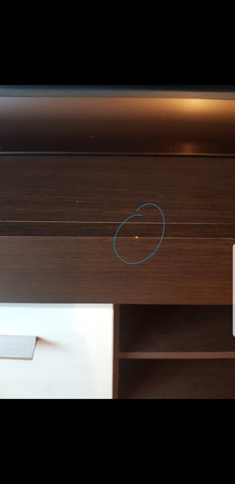 Szafka rtv, stojąca i wisząca. Ciemny brąz i biały lakier. Meble rtv