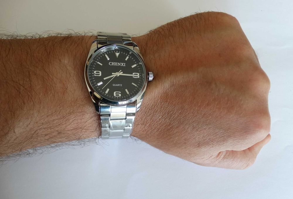 Zegarek kwarcowy 35mm damski męski czarny granatowy bransoleta 20mm