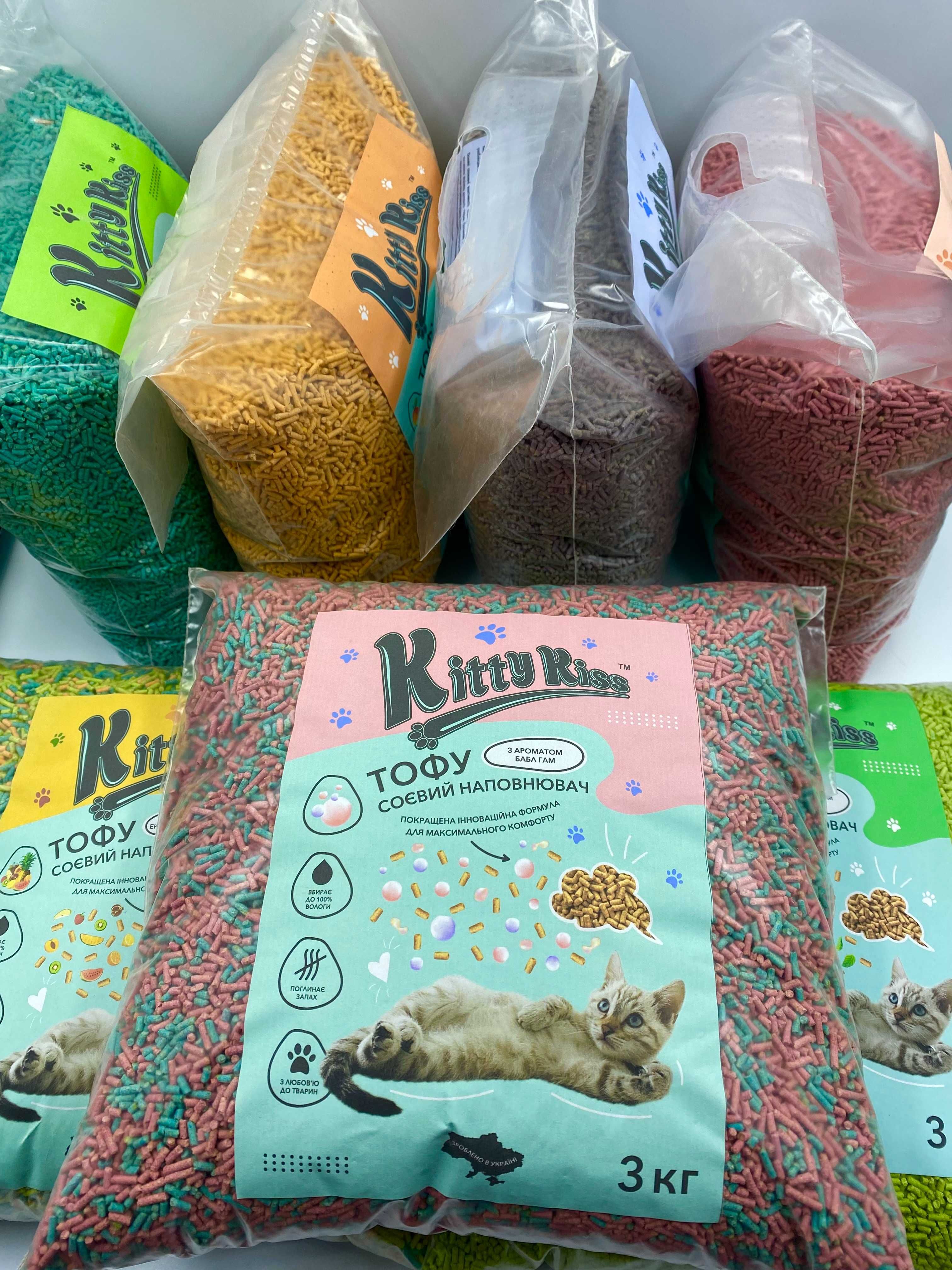 Тофу, TOFU соевий наповнювач, комкуючий наполнитель для котов 3 кг