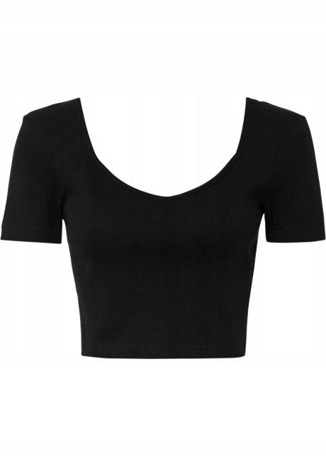 B.P.C krótka bluzka czarna prążkowana ^40/42