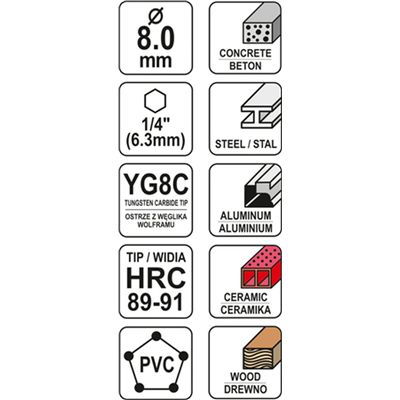 Wiertło Uniwersalne 8X100Mm Hex Yato