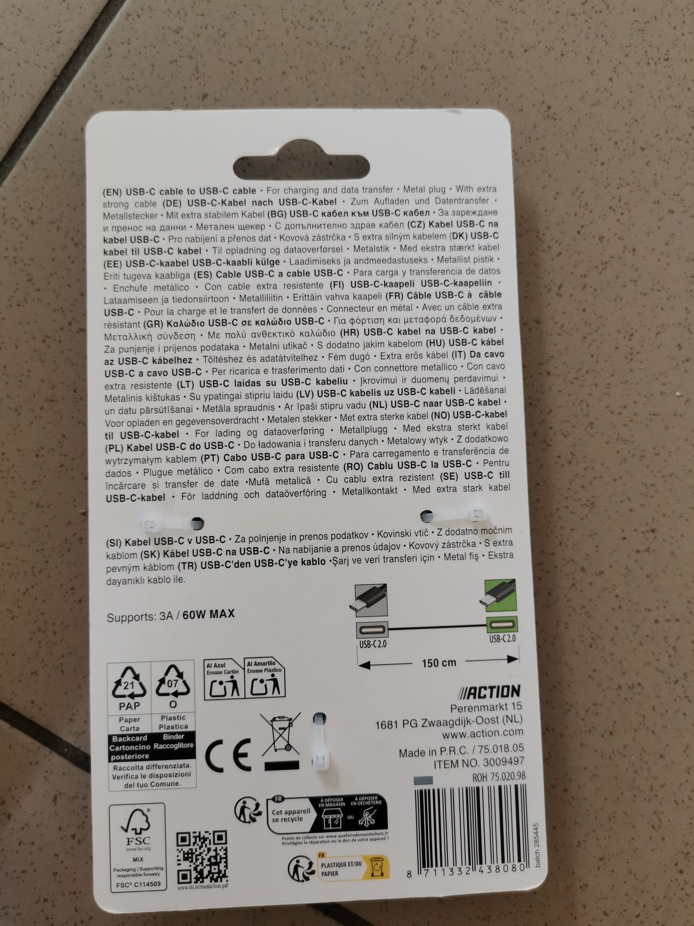 Usb C do usb C 2.0 kabel do transmisji danych i ładowania