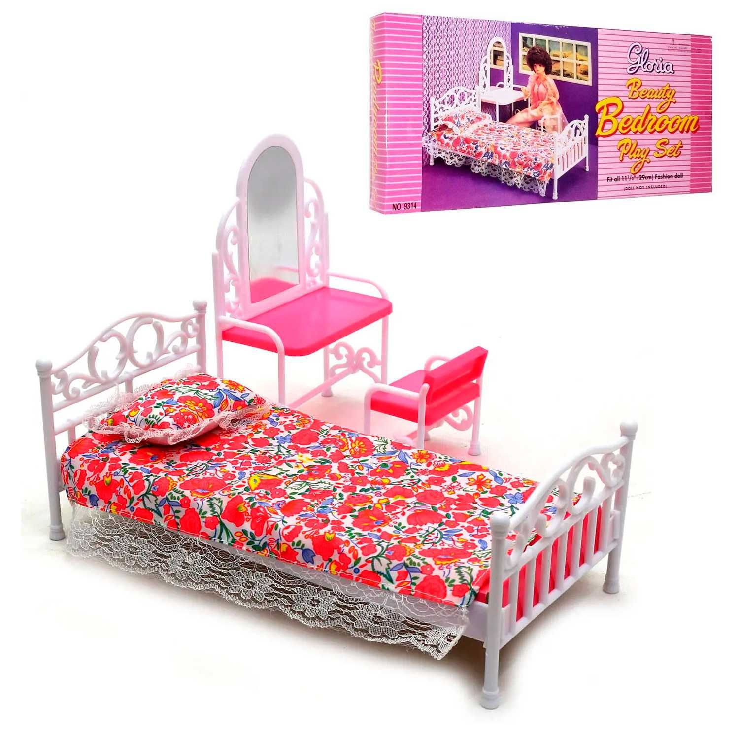 Меблі для Барбі 9314 Лялькова мебель Спальня Ліжко для ляльки