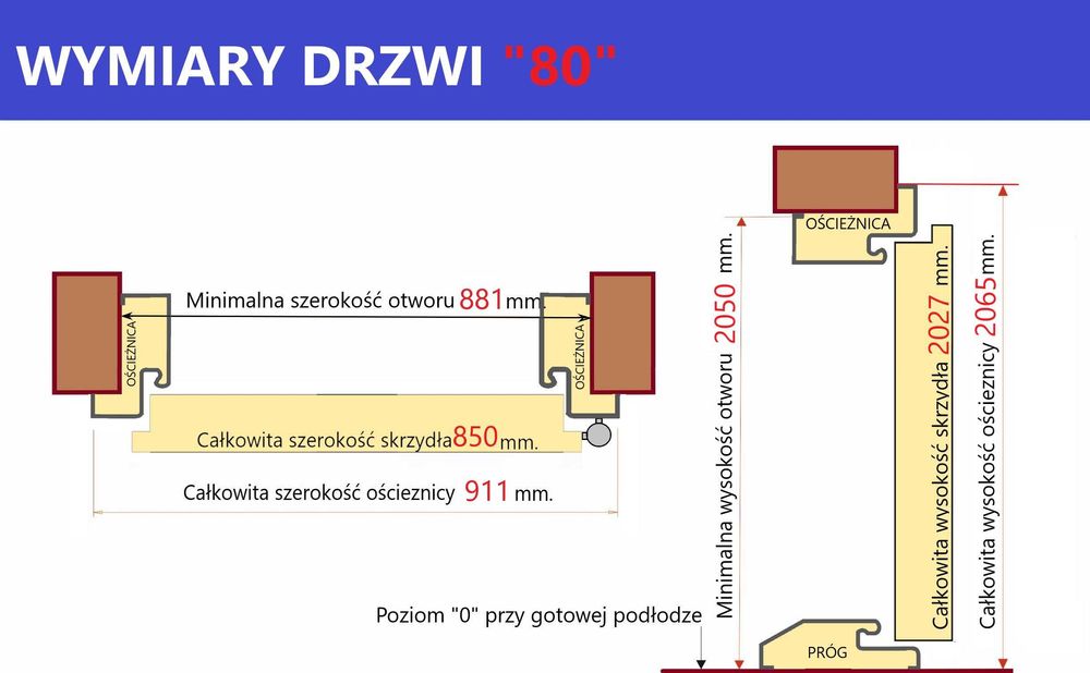 Drzwi wejściowe zewnętrzne 55 LI-04 2 kolory 80/90 L LUB P