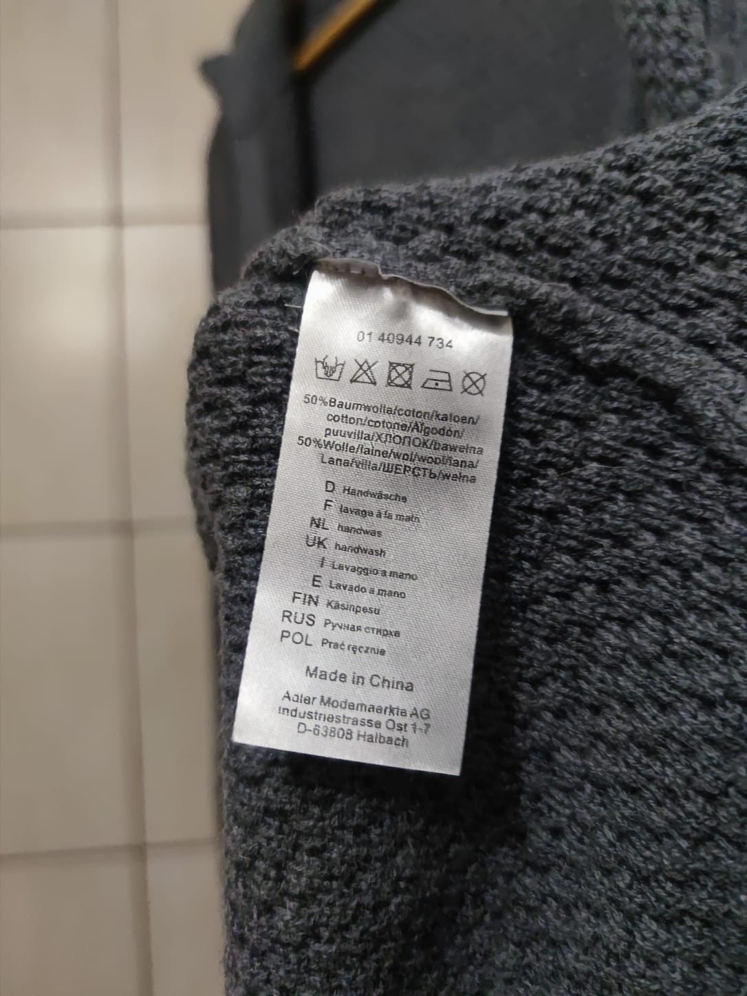 Sweter klasyczny Bernd Berger 3XL xxxl męski sweterek szary siwy jasny