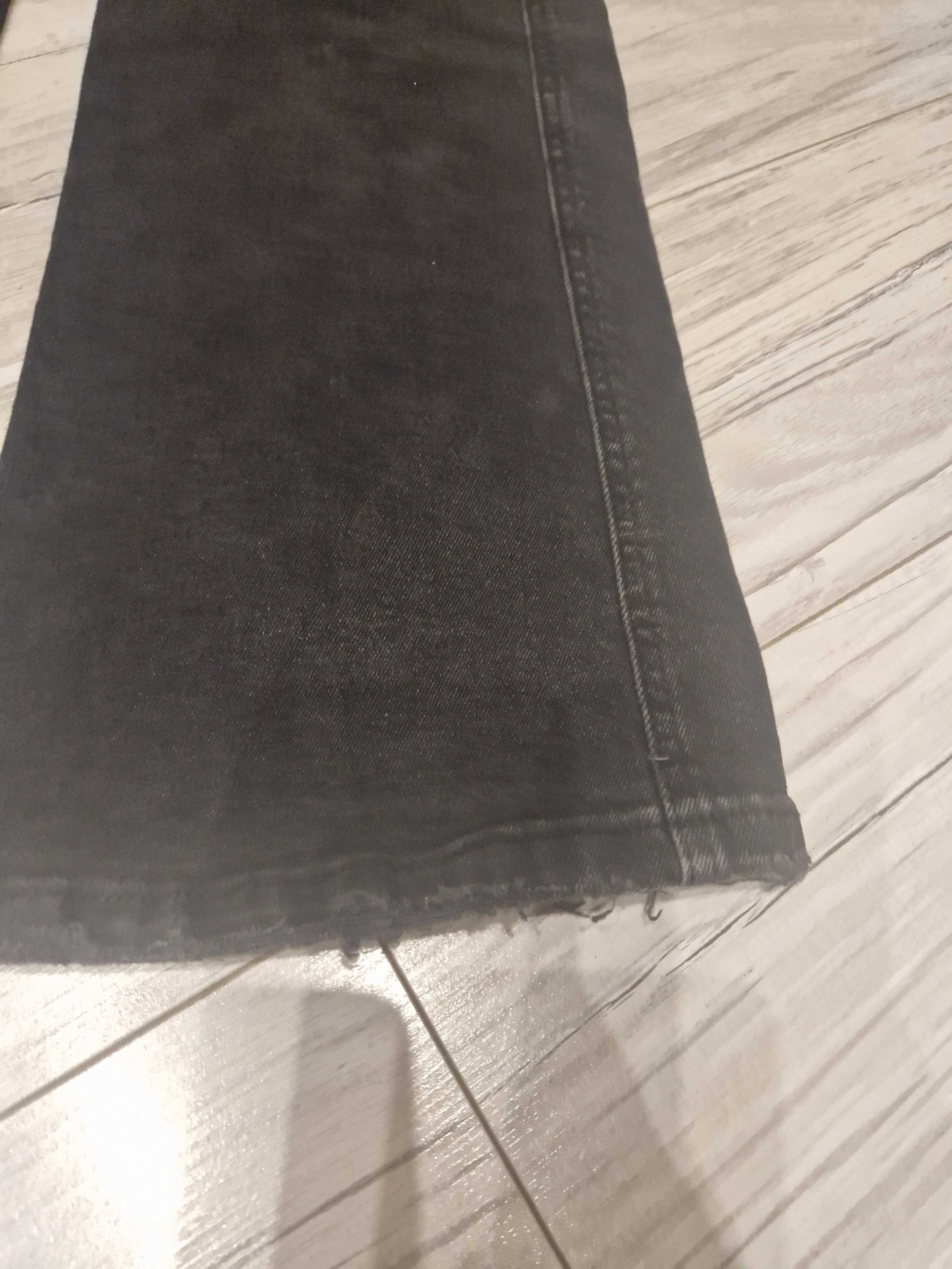 ZARA dziewczęce spodnie dżinsowe Flare Cargo r.164cm ciemnoszare
