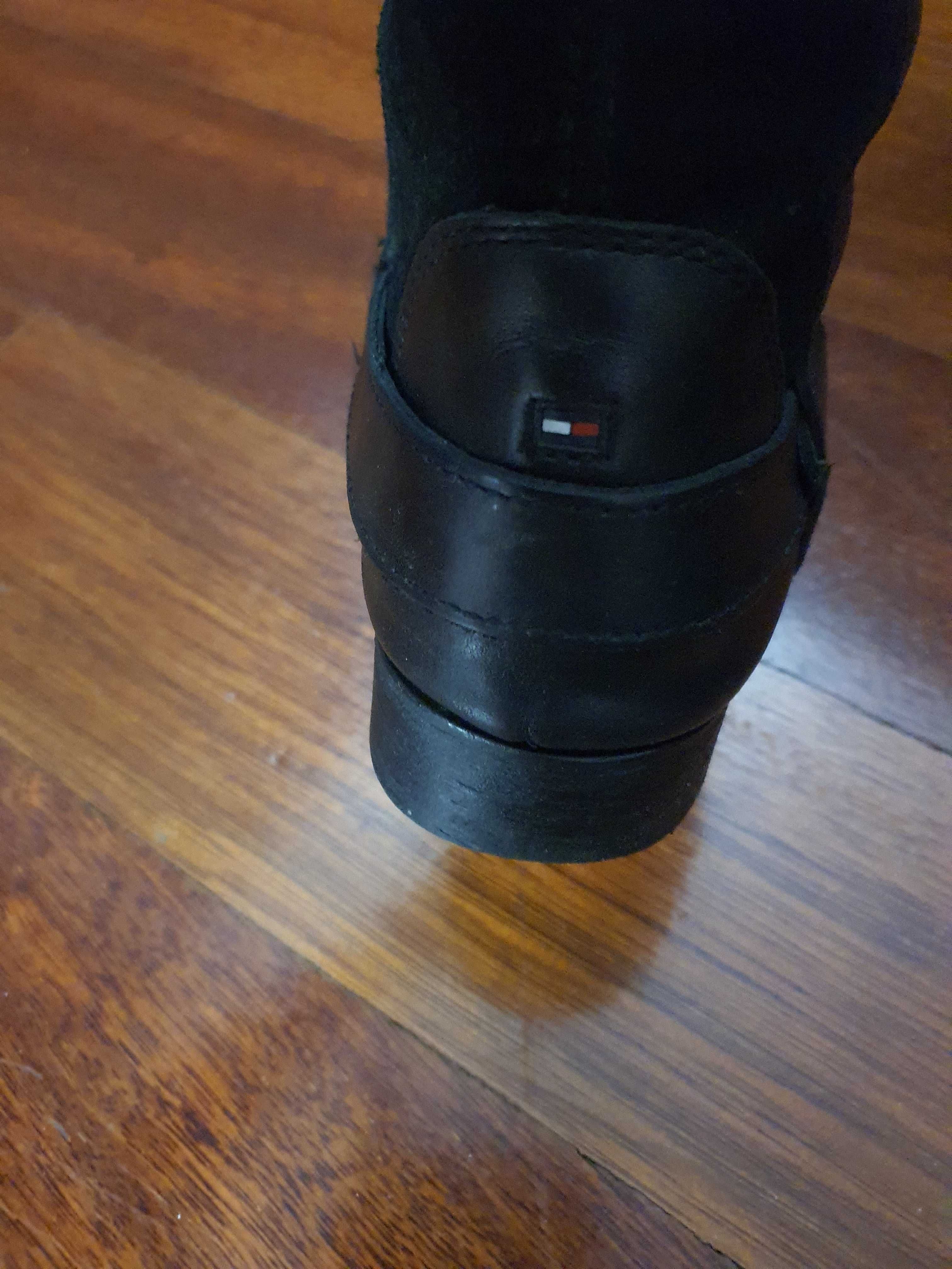 Kozaki oficerki tommy hilfiger r 37 skóra i zamsz czarne