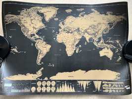 Zdrapywalna mapa świata, mapa zdrapka deluxe