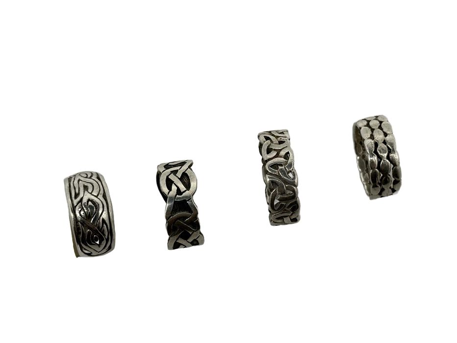 4 aneis de Prata Artesanais