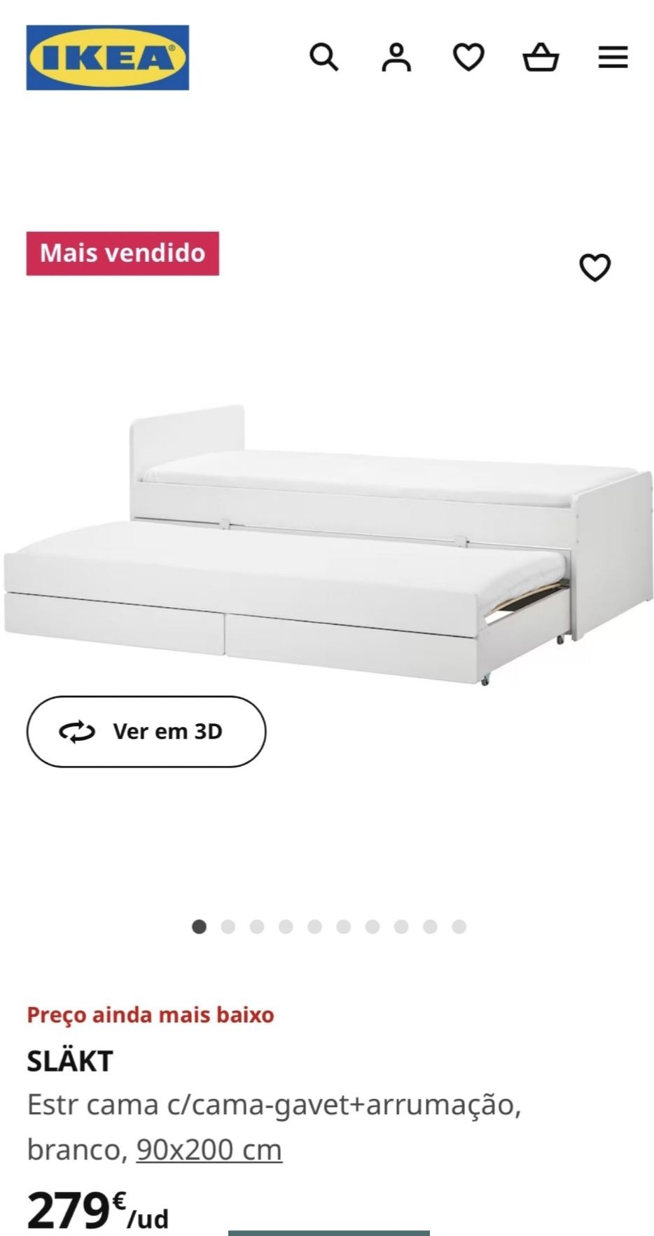 Cama dupla Ikea com gavetas e 2 colchões