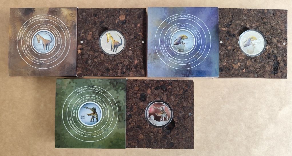 5€ Proof Prata , Conjunto 3 Dinos , 2021, 22 e 23
