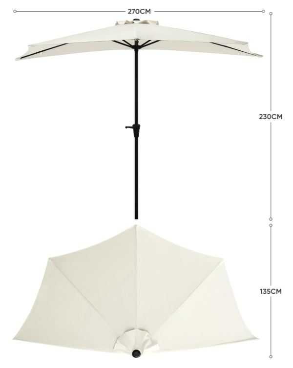 Parasol półokrągły Sekey 2,7 ​​m połówkowy 1/2