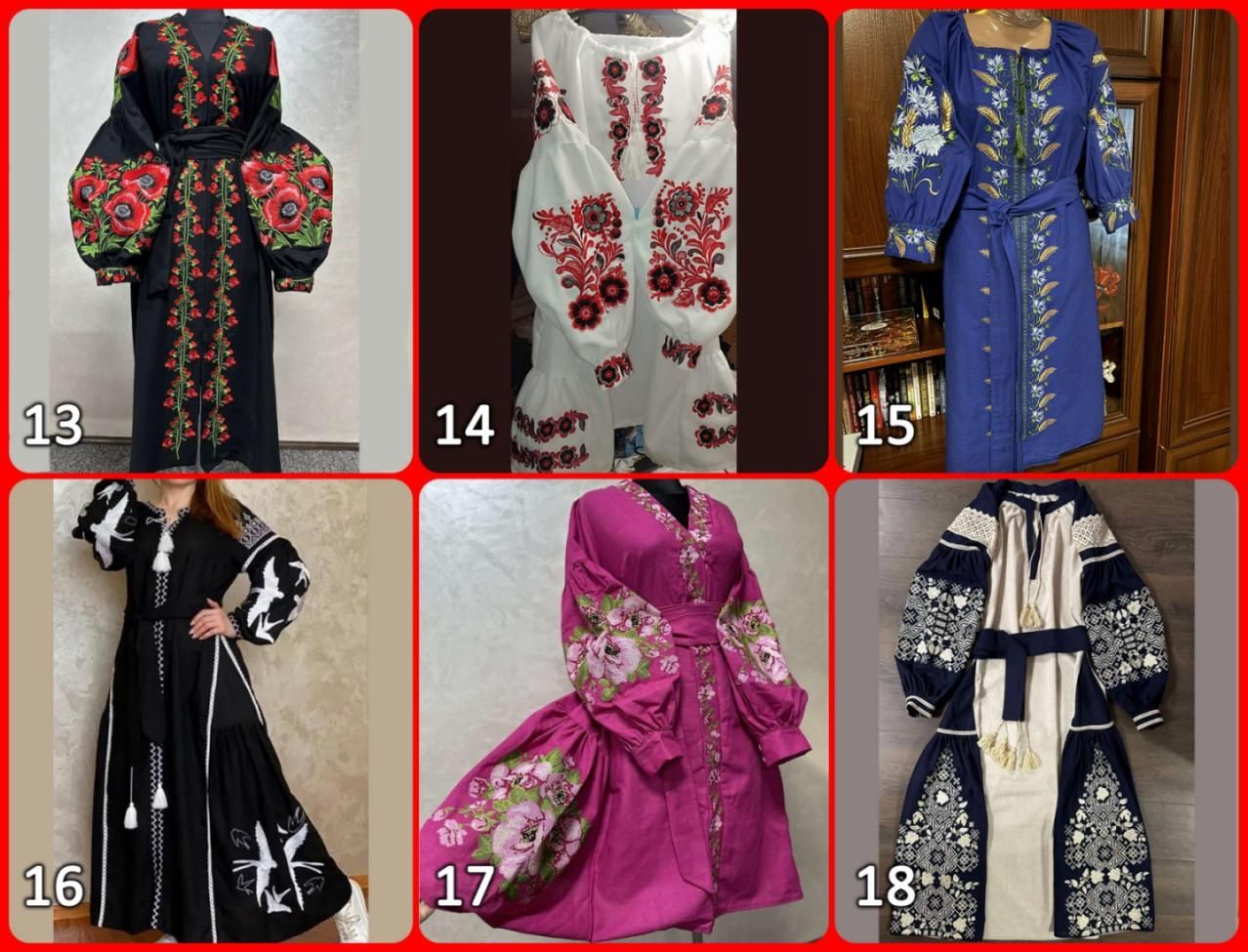 Вишиті сукні. Різні кольори. Всі розміри. Багато моделей.