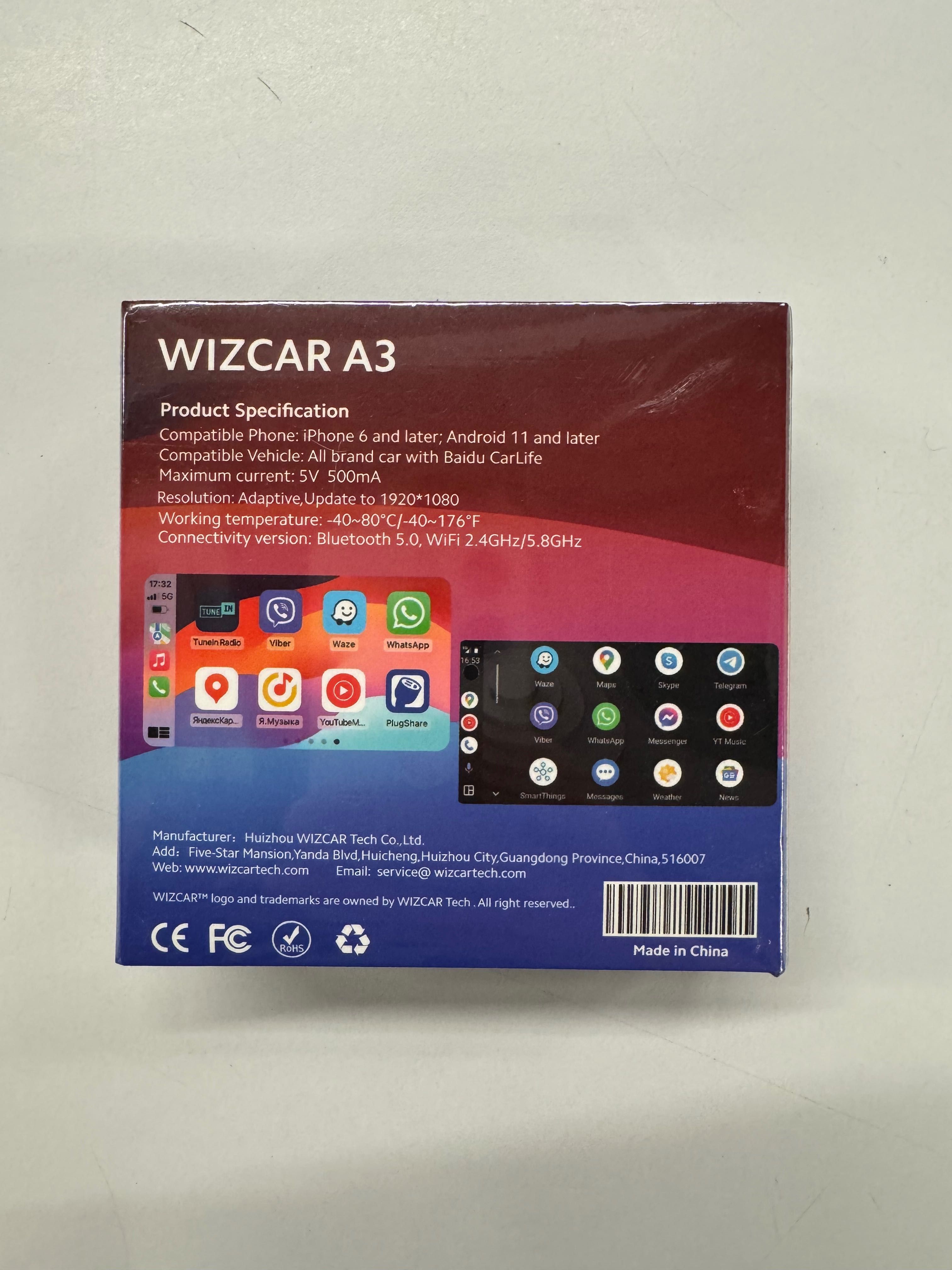 Wizcar A3 конвертор Baidu CarLife в Apple CarPlay и Android Auto