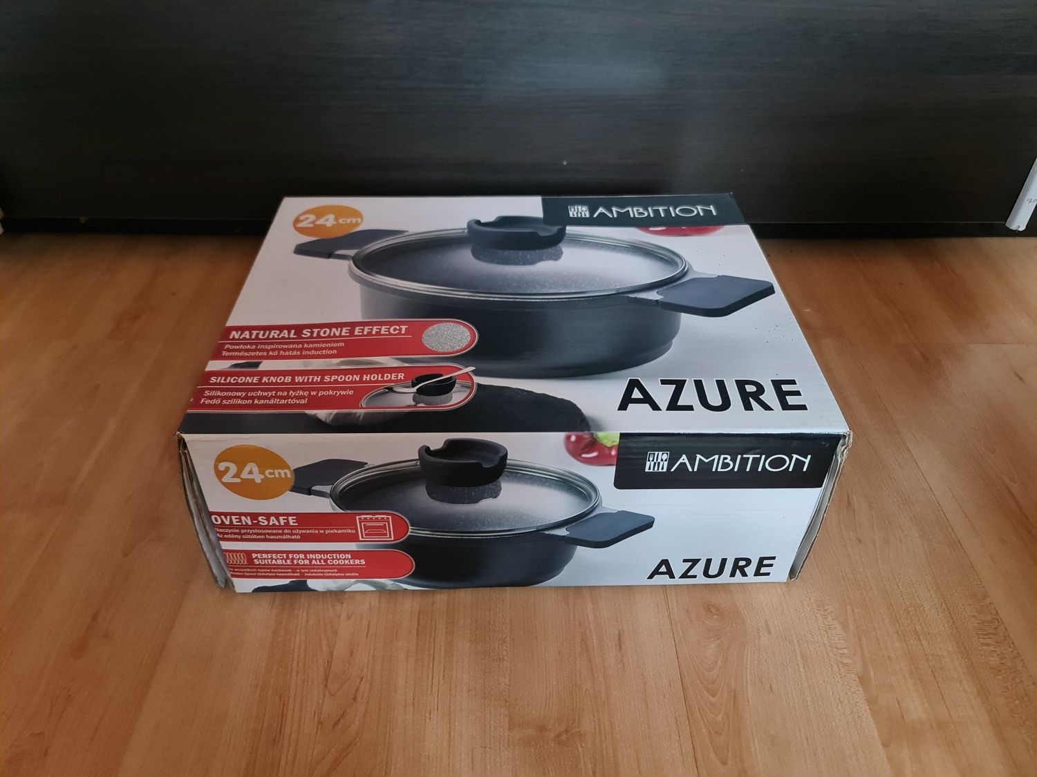 Nowy garnek z pokrywką 24 cm Ambition AZURE