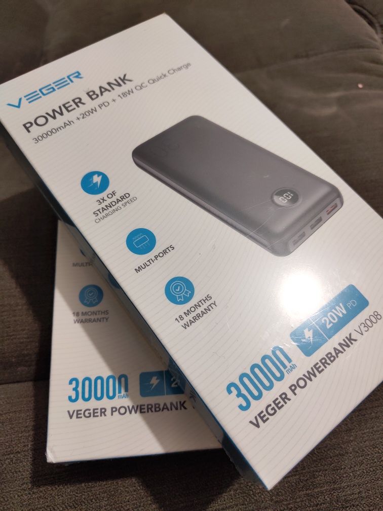 Павербанк VEGER L30 PD+QC3.0 30000mAh чорний