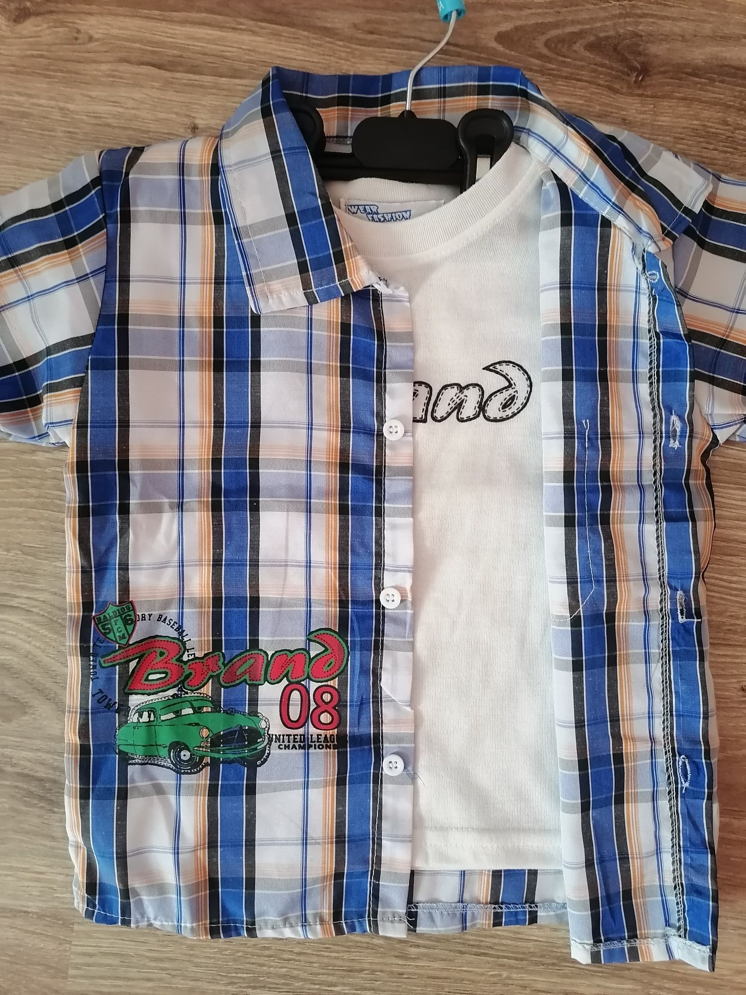 Komplet dla chłopca 5-6 lat NOWY koszula , t-shirt i spodenki !