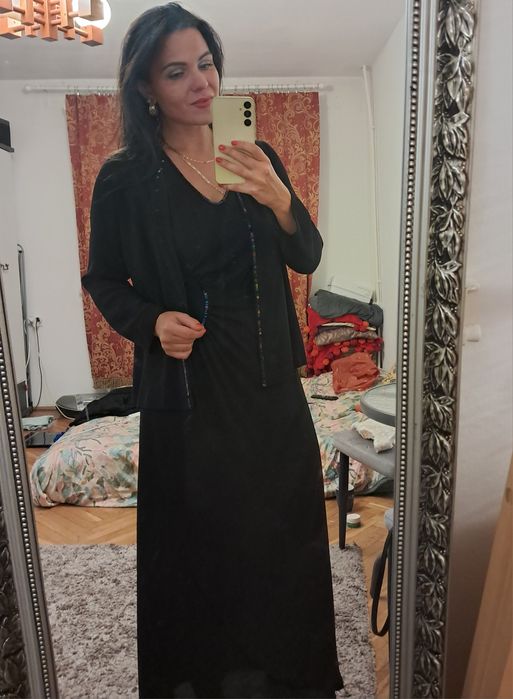 Elegancka maxi czarna sukienka z bolerkiem rozm. M. L