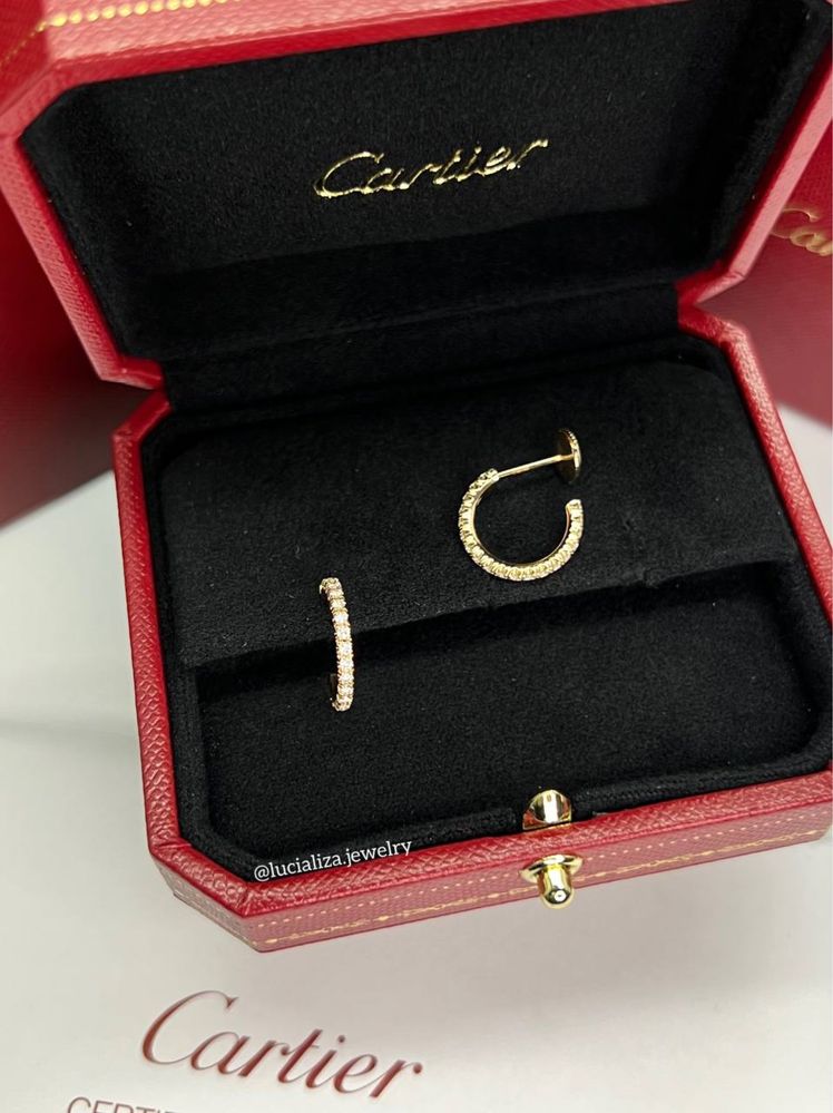 Золотые Серьги Cartier Оригинал с бриллиантами 0.27ct