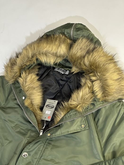 MA-1 бомбер дутый с мехом куртка alpha industries хаки зелений мех fur